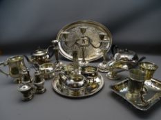 QUANTITY OF EPNS WARE to include two good three peace teasets, circular and oval trays ETC