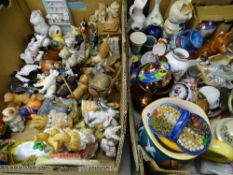 MIXED COMPOSITION ANIMAL and other trinket type collectables, in two boxes