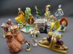CHINA FIGURINES, Staffordshire and Continental including bookends