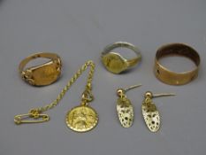 THREE SUNDRY NINE CARAT GOLD SIGNET TYPE RINGS (one being nine carat gold on silver), a nine carat