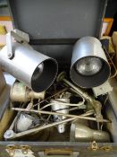 VINTAGE ANGLEPOISE TYPE & OTHER LAMPS in a wooden crate