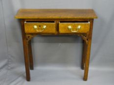 ANTIQUE OAK & LATER TWO DRAWER SIDE TABLE, neatly proportioned with rectangular top over two oak