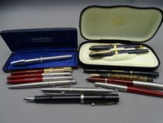 VINTAGE FOUNTAIN PENS by Sheaffer, Parker and others including a boxed Sheaffer Imperial stainless