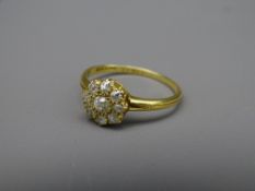 EIGHTEEN CARAT GOLD FLORAL DIAMOND CLUSTER RING, 2.9grms gross, visual estimate of diamonds, 0.5