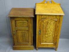 TWO VICTORIAN POT CUPBOARDS including a Pollard oak example with broken pediment railback and single
