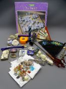 BOXED GLASS 'THREE IN ONE' CHESS SET and a mixed box of collectables