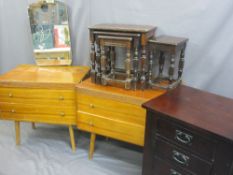 VINTAGE & LATER FURNITURE PARCEL to include two mid-century two drawer bedroom chests, one having