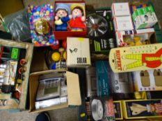 BOXES & UNUSED TOYS & HOUSEHOLD GOODS in three boxes