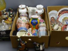 VINTAGE GLASSWARE, POTTERY FIGURINES ETC, decorative wall plates, vases and other pottery (within