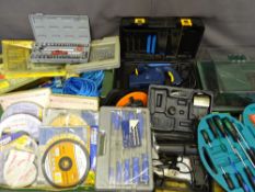 GARAGE ITEMS, a parcel, including bundles of rope, small socket set, grinding discs, a Pro 440W