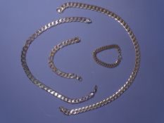 GILT METAL GENTLEMAN'S CHUNKY LINK NECKLACES & BRACELETS, four items, 62cms L the longest