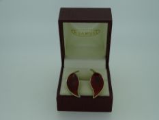 DAVID ANDERSEN NORWEGIAN SILVER GILT & RED ENAMEL CLIP-ON EARRINGS, a pair