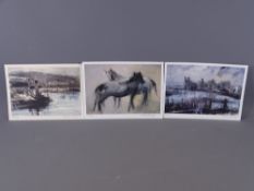 WILLIAM SELWYN three unframed limited editions prints - harbour scene, Caernarfon (96/400), two