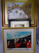 OILS ON BOARD, watercolours, etchings ETC, a mixed quantity to include a large gilt framed