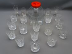 GOOD PARCEL OF CUT GLASS TUMBLERS, approximately fourteen plus others and a retro style cubic