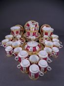 LATE VICTORIAN TEAWARE - a large parcel of red and gilt patterned tea and breakfastware