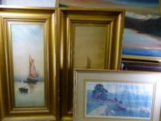 OIL PAINTINGS, watercolours, pictures and prints, a good quantity in two boxes, including GARMAN