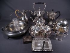 ELECTROPLATE - good box of mixed electroplate including spirit kettle, coffee pot, four piece tea