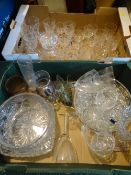GLASSWARE - two boxes of mixed drinking and other glass