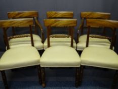 REGENCY MAHOGANY DINING CHAIRS, a set of six (four plus two), curved top rails and turned rope twist
