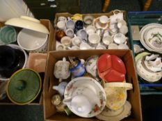 GOOD MIXED POTTERY, three boxes to include planter pots ETC