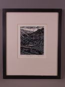 ANN LEWIS limited edition (10/20) woodcut print - entitled 'Dyffryn Ogwen', signed and dated 2003,