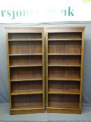 EXCELLENT PAIR OF REPRODUCTION MAHOGANY BOOKCASES with reeded front decoration and fully