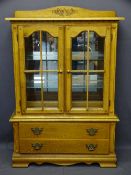 CONTINENTAL OAK EFFECT DISPLAY CABINET with lower drawers, 148cms overall H, 102cms W, 41cms D