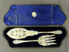SALMON SERVERS, a cased pair, 9.7ozs, Sheffield 1862