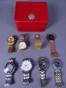 GENTLEMAN'S WRIST WATCHES, a mixed group of eight bearing various makers' marks to the dials, the