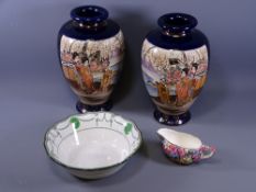 MIXED ORIENTAL & ENGLISH POTTERY, a quantity to include a pair of Japanese Satsuma vases, a Royal