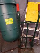 CHILLINGTON SACK TRUCK, Shafton three step safety platform and a tumbler aerobic compost maker