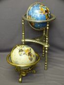 TWO MODERN MINERAL/GEM STONE GLOBES on brass effect stands (one AF)