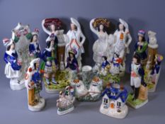 VICTORIAN & LATER STAFFORDSHIRE FLATBACK FIGURINES, a collection