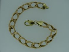 9CT GOLD LARGE LINK BRACELET, 21cms L, 31.5grms, stamped '375' with scales mark to the clasp and