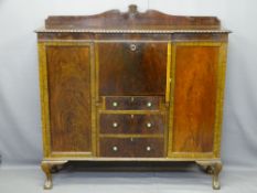 EARLY 20th CENTURY MAHOGANY SIDE BY SIDE BUREAU CABINET with shaped railback, 136cms H, 138cms W,