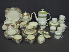 CROWN DUCAL Orange Tree tea and breakfastware, 23 pieces including a teapot along with a quantity of