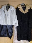 LADY'S VINTAGE COAT with fur collar and a simulated fur jacket