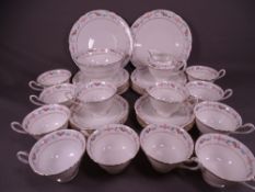 LATE FOLEY SHELLEY FLORAL CHINA WHITE GROUND TEAWARE, a parcel