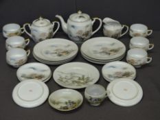 ORIENTAL EGG SHELL CHINA TEAWARE, a parcel including teapot, sugar basin, cream jug ETC