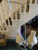 MODERN METAL SWING-ARM STANDARD LAMP, two table lamps and a chrome reading lamp