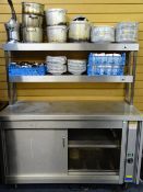*COMMERCIAL CATERING ITEM - stainless steel hot cupboard with serving shelves, 1.62m H, 1.52m W,