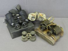 FOUR PAIRS OF BINOCULARS, various ages, two possibly military