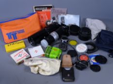 CAMERA LENSES & ACCESSORIES along with vintage camera booklets