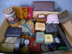 VINTAGE TINS, boxes and containers, a good interesting mixed collection