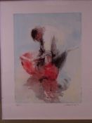 WILLIAM SELWYN coloured limited edition (66/195) print - fishermen and coracle, signed in full,