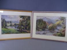 C H DRUMMOND watercolour - river scene with distant church spire, signed and dated 1954, 36 x