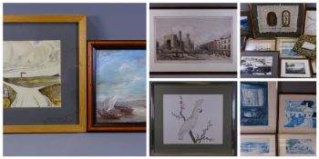 PAINTINTGS & PRINTS - WATERCOLOUR - a signposted lane, indistinctly signed, 17.5 x 22cms and oil