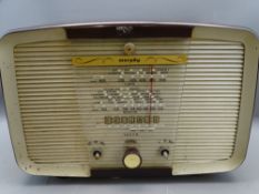 MURPHY VINTAGE RADIO, 26cms H, A372, 1950's valve, dark red Bakelite case