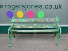 VINTAGE GARDEN BENCH WITH CAST IRON ENDS (requiring restoration), 82cms H, 167cms W, 60cms D